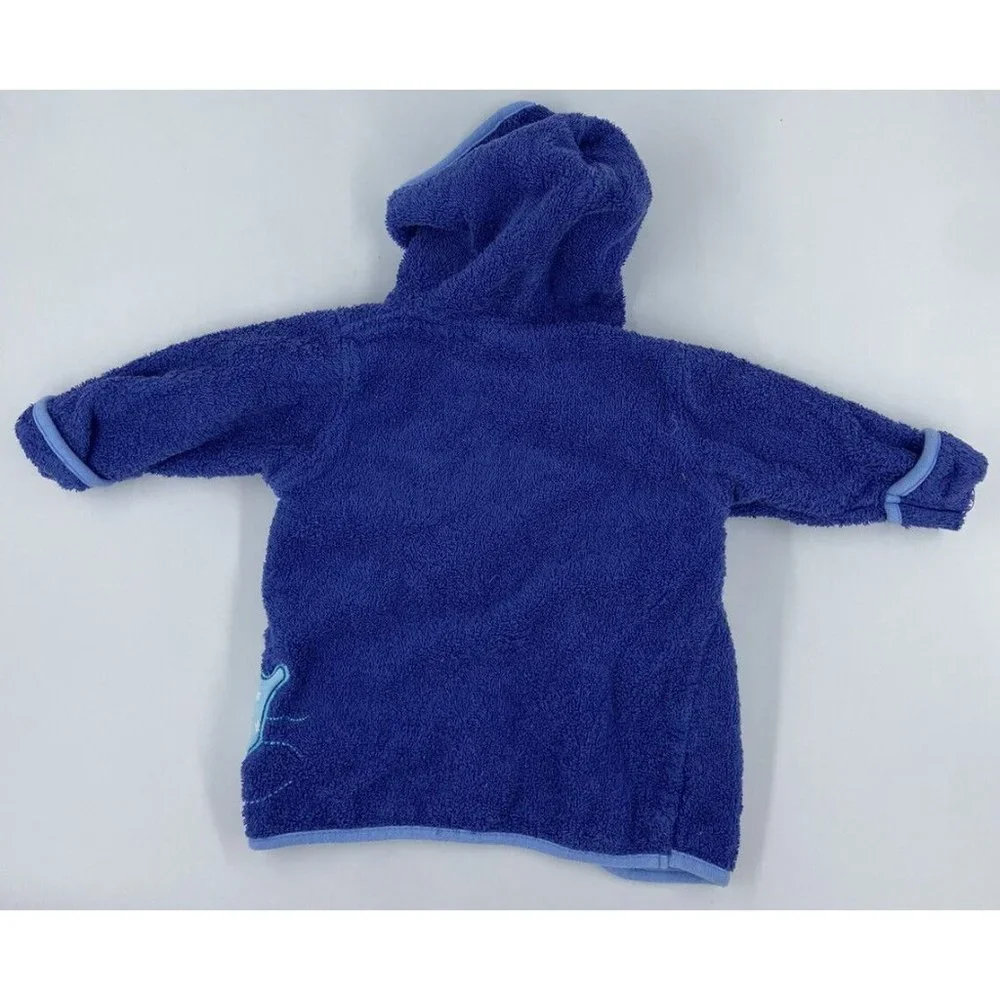Babies R Us Baby Boys Blue Bath Robe Size 0-9 Months Whale Star Fish Slippers